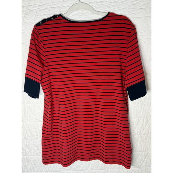 Lauren Ralph Lauren Women's Red blue Striped top blouse nautical Size 2X - Picture 5 of 6